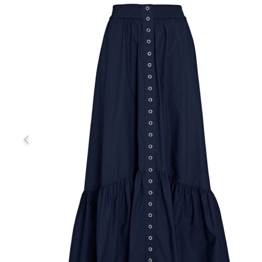 A.L.C. Navy Poplin Maxi Skirt with Flowing Design